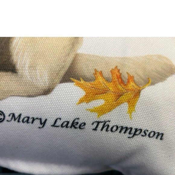 Mary Lake Thompson Yellow Lab & Cat Autumn Leaves Throw Pillow - Picture 4 of 4